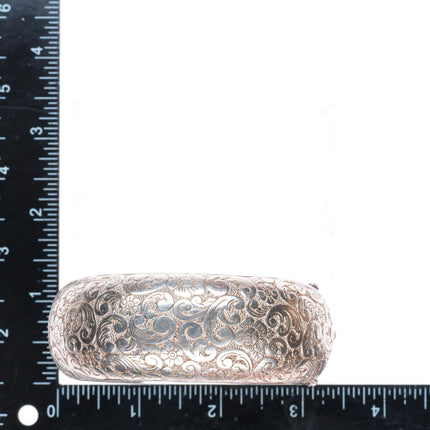 7" Monica Rich Kosann heavy sterling silver wide paisley pattern bangle bracelet