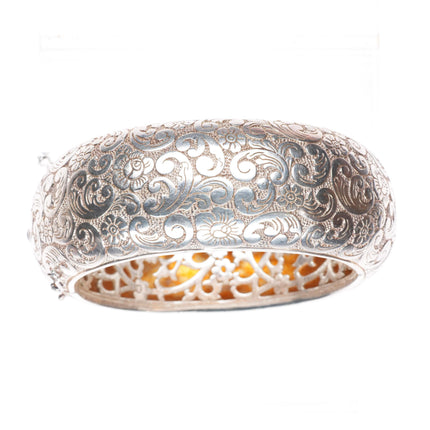 7" Monica Rich Kosann heavy sterling silver wide paisley pattern bangle bracelet