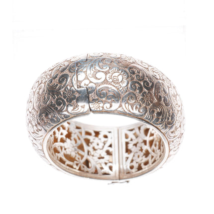 7" Monica Rich Kosann heavy sterling silver wide paisley pattern bangle bracelet