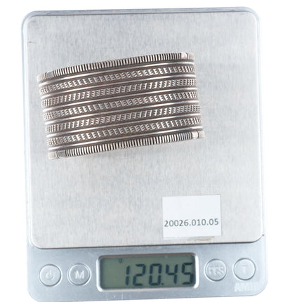 6.4" Pat Bedoni Navajo deep stamped/chiseled heavy sterling silver cuff bracelet