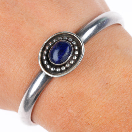 6.1" L.M. Shimoda southwestern sterling silver lapis cuff bracelet
