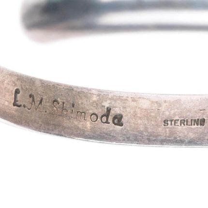 6.1" L.M. Shimoda southwestern sterling silver lapis cuff bracelet