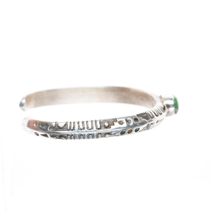 6.25" vintage BS Navajo sterling silver cuff bracelet with nice green turquoise