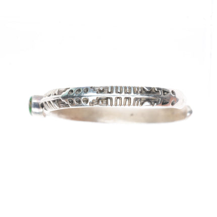 6.25" vintage BS Navajo sterling silver cuff bracelet with nice green turquoise