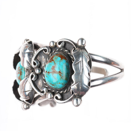 6.6" vintage TT Navajo sterling silver turquoise cuff bracelet