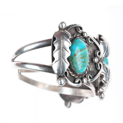 6.6" vintage TT Navajo sterling silver turquoise cuff bracelet