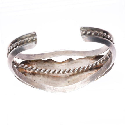6.4" vintage Bisbee turquoise Navajo sterling silver cuff bracelet