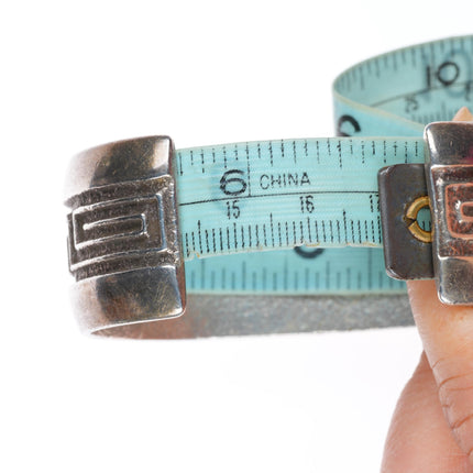 6.7" Al Nez Navajo Tufa Cast sterling silver cobblestone inlay cuff bracelet