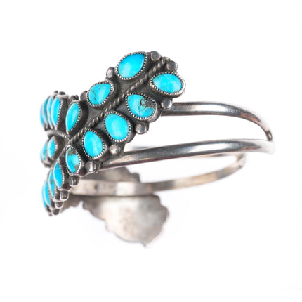 6.75" vintage J.M. Begay Navajo sterling silver natural turquoise cuff bracelet