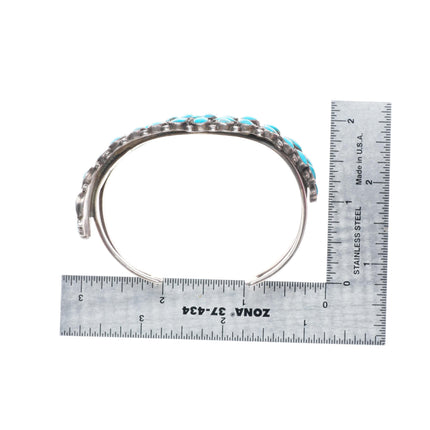 6.75" vintage J.M. Begay Navajo sterling silver natural turquoise cuff bracelet
