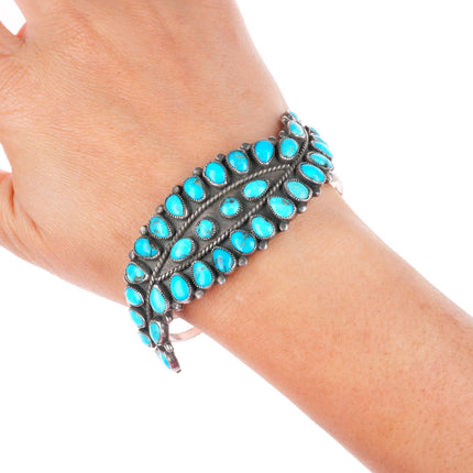 6.75" vintage J.M. Begay Navajo sterling silver natural turquoise cuff bracelet