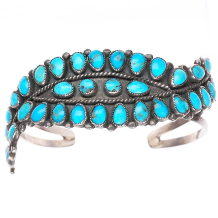 6.75" vintage J.M. Begay Navajo sterling silver natural turquoise cuff bracelet