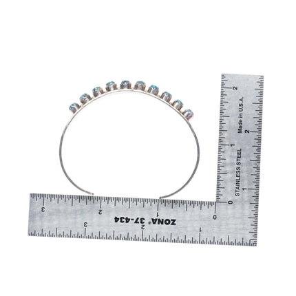 6.5" H.M Coonsis Zuni sterling silver spiderweb turquoise row cuff bracelet
