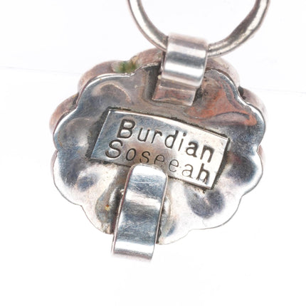 6" Burdian Soseeah Zuni sterling silver sunface channel inlay link bracelet