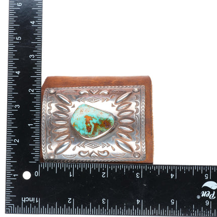7" vintage Navajo sterling silver Royston turquoise Ketoh bowguard bracelet