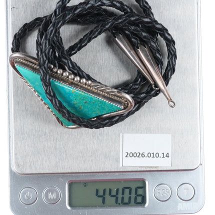 Vintage abstract sterling silver and gorgeous turquoise triangle bolo tie