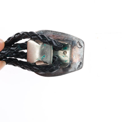 Vintage Navajo Kachina dancers sterling silver bolo tie overlay style