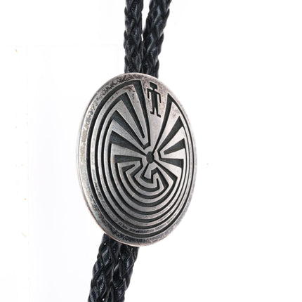 Vintage Hopi Hopicrafts Sterling silver Man in the Maze bolo tie