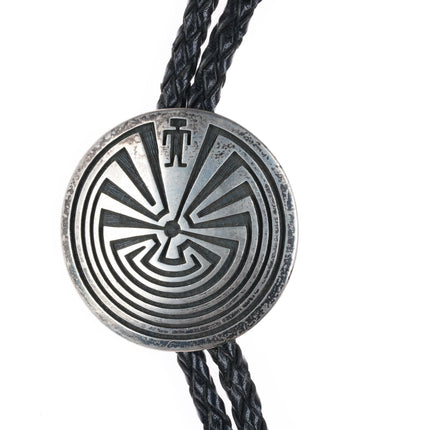 Vintage Hopi Hopicrafts Sterling silver Man in the Maze bolo tie
