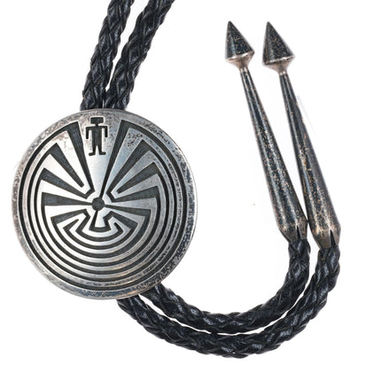 Vintage Hopi Hopicrafts Sterling silver Man in the Maze bolo tie