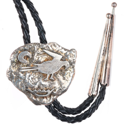 Vintage southwestern sterling silver petroglyph style bolo tie