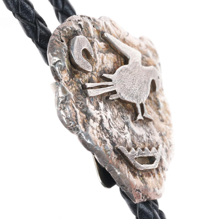Vintage southwestern sterling silver petroglyph style bolo tie