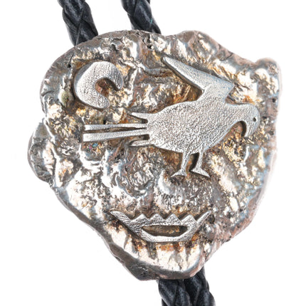 Vintage southwestern sterling silver petroglyph style bolo tie