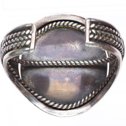 6.25" c1950 Santo Domingo Pueblo sterling silver cobblestone inlay cuff bracelet