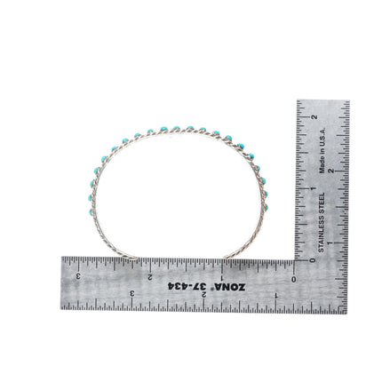 6.2" J&P Ukestine vintage Zuni sterling silver snake eye turquoise cuff bracelet
