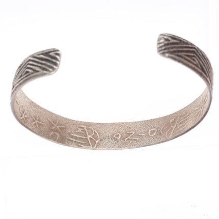 6.9" Gilbert Dino Garcia Santo Domingo Tufa Cast sterling silver cuff bracelet
