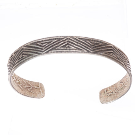 6.9" Gilbert Dino Garcia Santo Domingo Tufa Cast sterling silver cuff bracelet