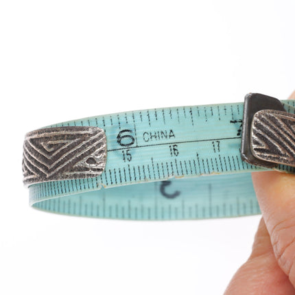 6.9" Gilbert Dino Garcia Santo Domingo Tufa Cast sterling silver cuff bracelet