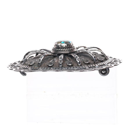 Tom Weahkee Zuni Spiderweb turquoise sterling silver buckle for 1.75" belt