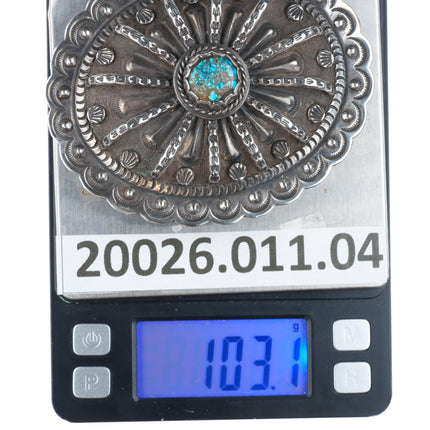 Tom Weahkee Zuni Spiderweb turquoise sterling silver buckle for 1.75" belt