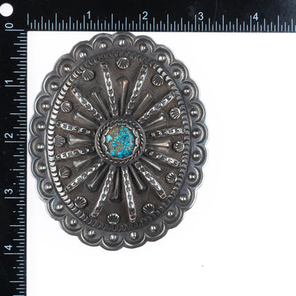Tom Weahkee Zuni Spiderweb turquoise sterling silver buckle for 1.75" belt