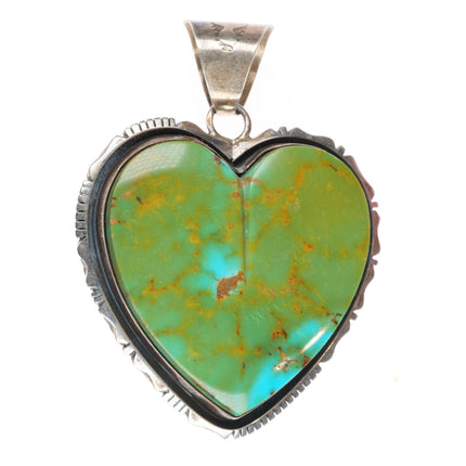 Kay Yazzie Navajo sterling silver high grade turquoise carved heart pendant