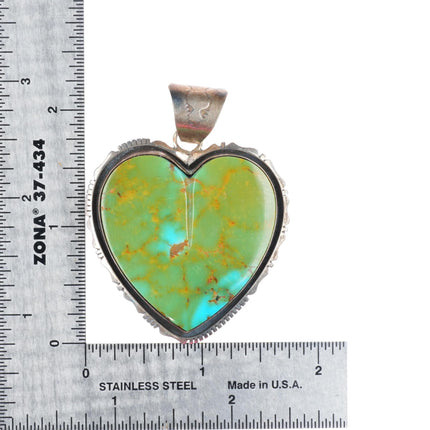 Kay Yazzie Navajo sterling silver high grade turquoise carved heart pendant