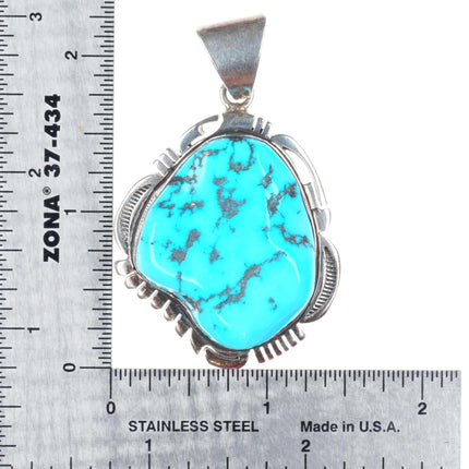 Vintage Navajo sterling silver Kingman turquoise necklace pendant