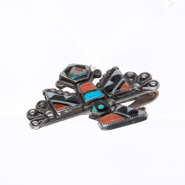 vintage c1950's Zuni sterling silver thunderbird inlay tie/dress clip