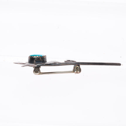 Vintage Navajo sterling silver flower pin/brooch with turquoise