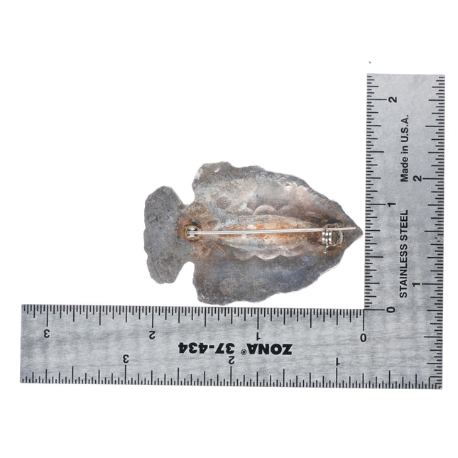 Vintage Navajo sterling silver deep stamped arrowhead pin/brooch