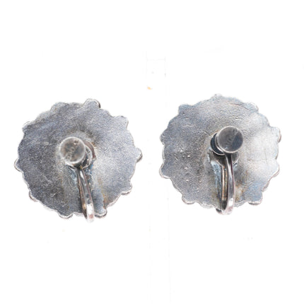 1940's-50's Zuni sterling silver vintage turquoise cluster earrings