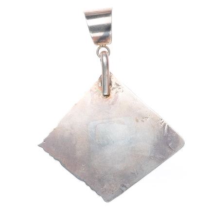 Large Esther Wood Navajo sterling silver Sugilite chiseled modernist pendant