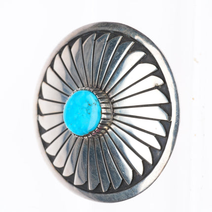 James Lee Navajo sterling silver turquoise pinwheel pendant/pin  - brooch