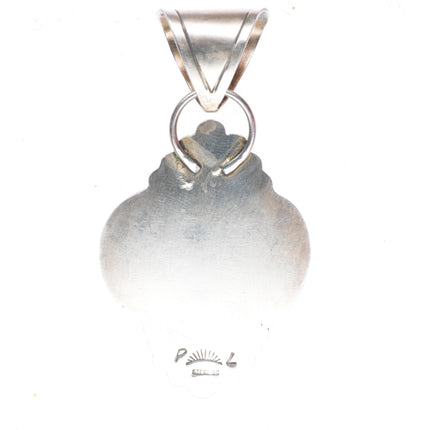 Big vintage Navajo sterling silver turquoise and jasper pendant