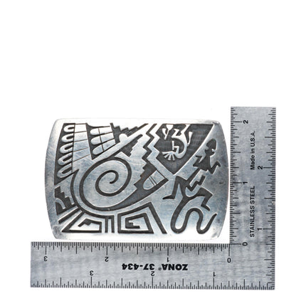 Vintage Hopi overlay kokopelli/lizard sterling silver buckle for 1.5" belt