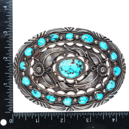 Jerry Roan Navajo high grade turquoise sterling silver buckle for 1.75" belt