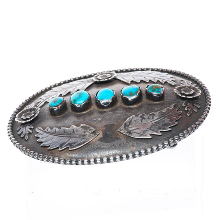 Vintage Piaso Navajo high grade turquoise sterling silver buckle for 1.5" belt