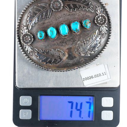 Vintage Piaso Navajo high grade turquoise sterling silver buckle for 1.5" belt