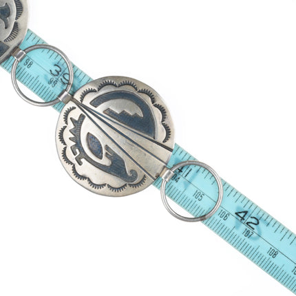 41.5" Jerry Cowboy Navajo sterling silver concho belt petroglyph overlay